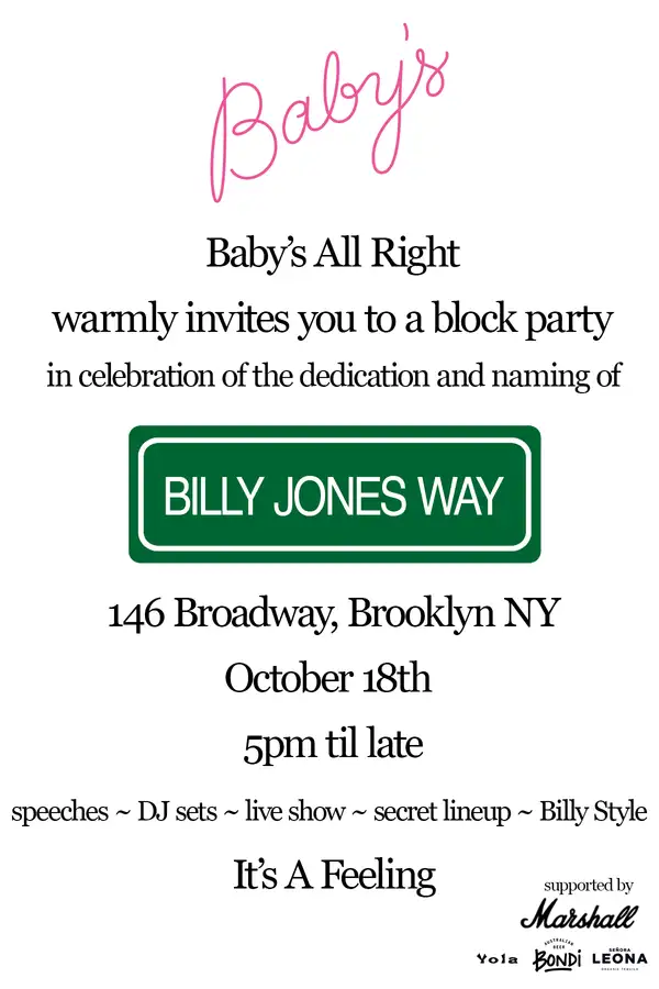 BILLY JONES WAY BLOCK PARTY